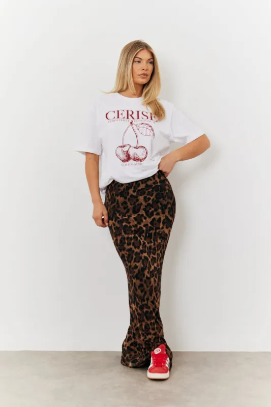 Leopard Mesh Maxi Skirt made by In the style
