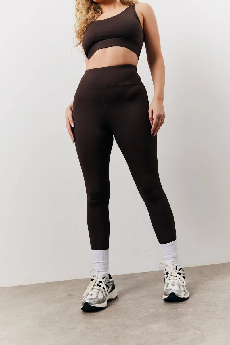 Chocolate High Waisted Co-Ord Leggings sold by Chi Chi London product image thumbnail 3