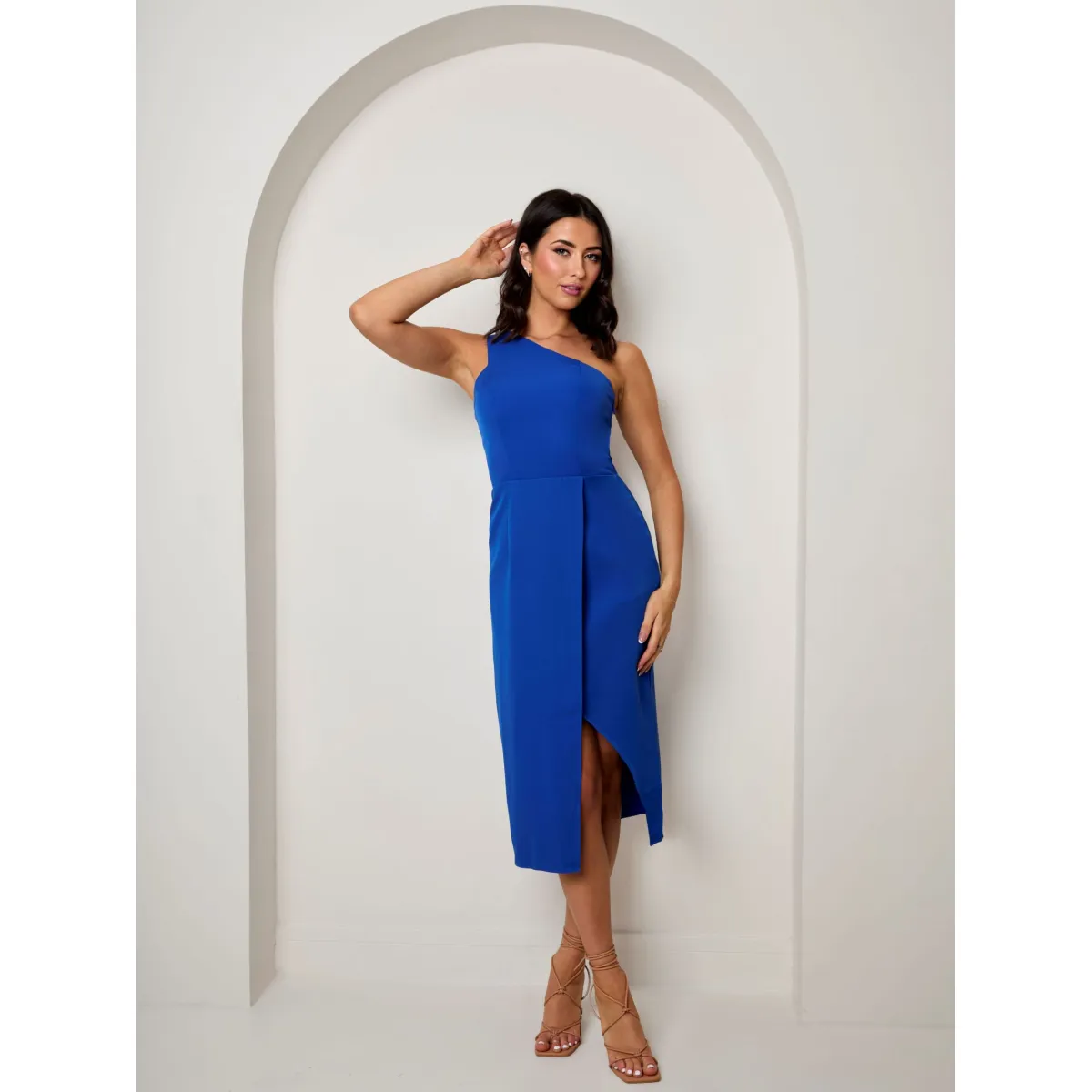 Chi Chi London One Shoulder Split Detail Midi Dress in Cobalt sold by Chi Chi London product image thumbnail 2