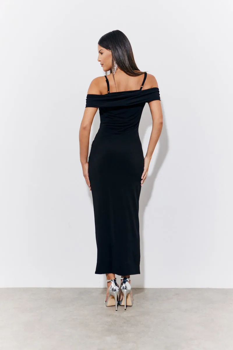 Black Magic Sculpting Strappy Bardot Midi Dress sold by Chi Chi London product image thumbnail 3