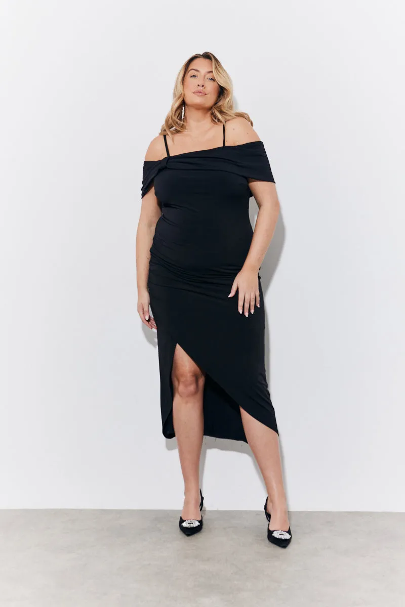 Black Magic Sculpting Strappy Bardot Midi Dress sold by Chi Chi London product image thumbnail 5