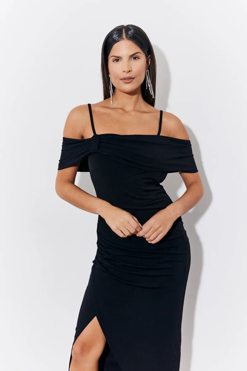 Black Magic Sculpting Strappy Bardot Midi Dress sold by Chi Chi London product image thumbnail 2