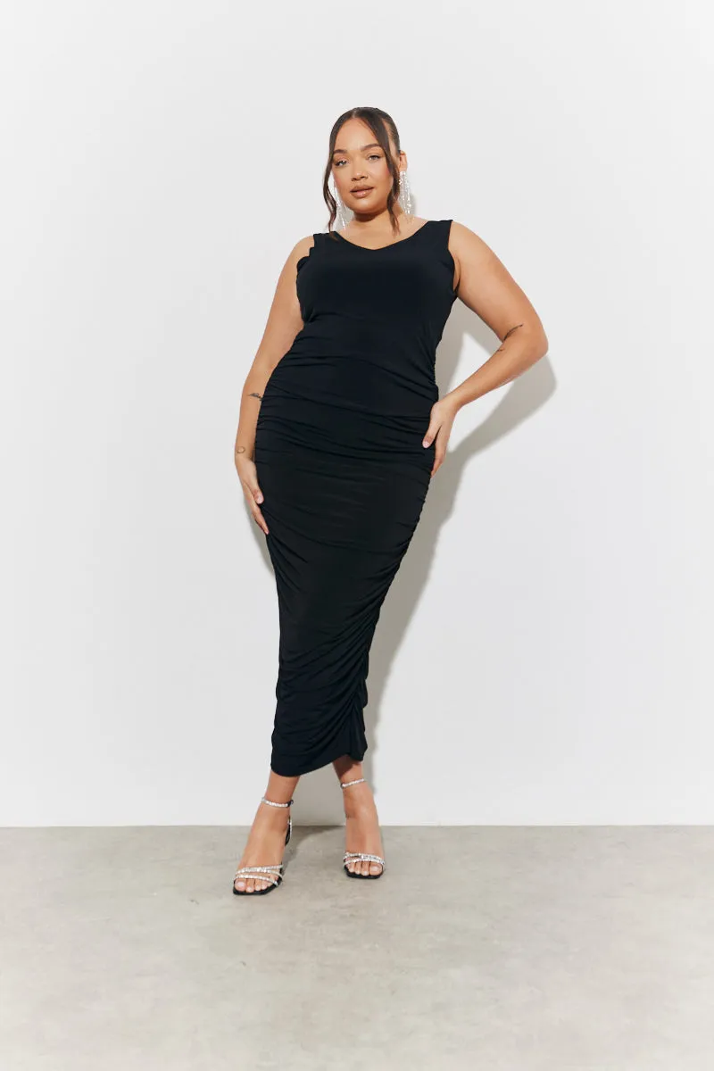 Magic Sculpting Plunge Neck Ruched Detail Midaxi Dress sold by Chi Chi London product image thumbnail 5