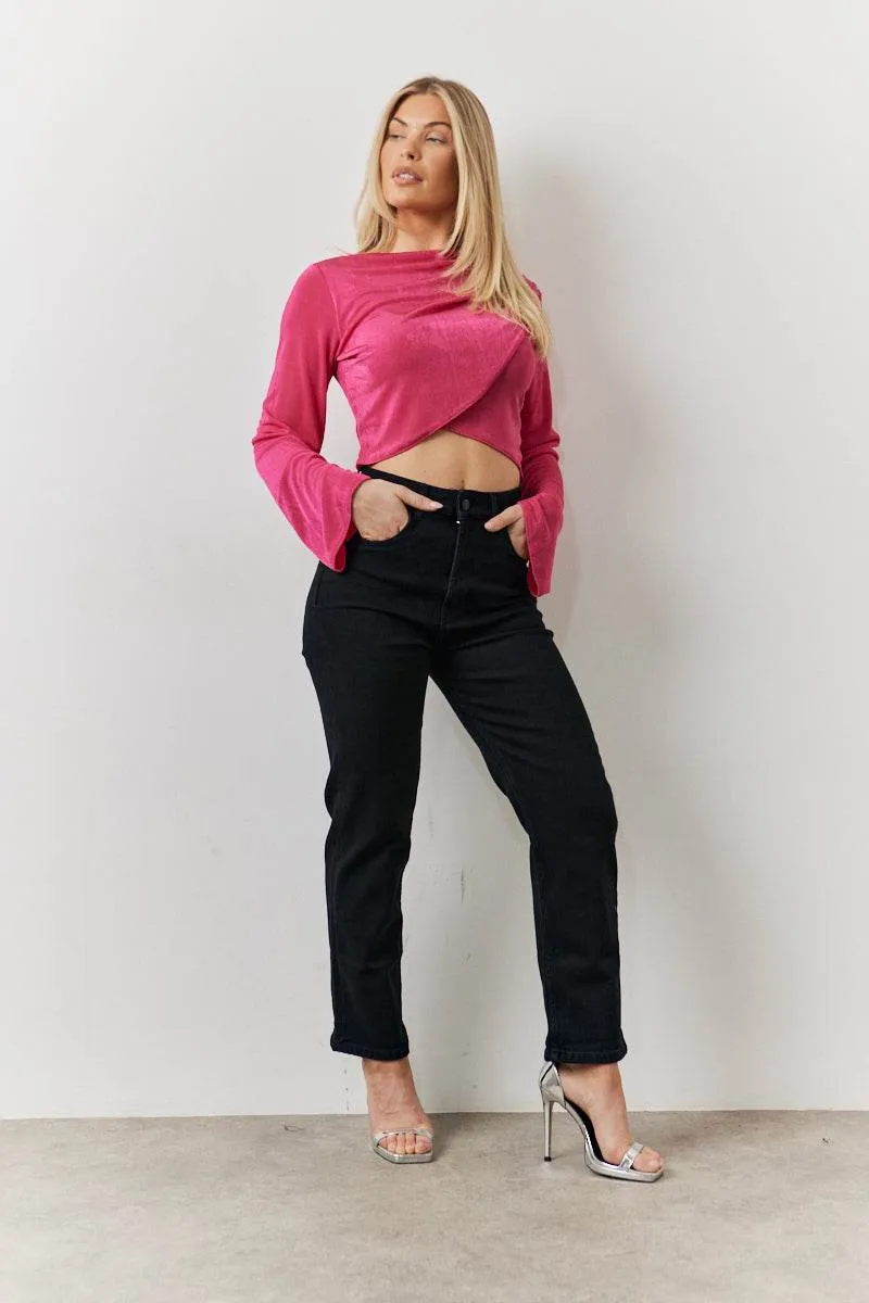 Acetate Slinky Co-Ord Wrap Crop Top sold by Chi Chi London product image thumbnail 2