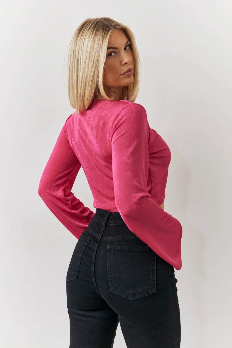 Acetate Slinky Co-Ord Wrap Crop Top sold by Chi Chi London product image thumbnail 3