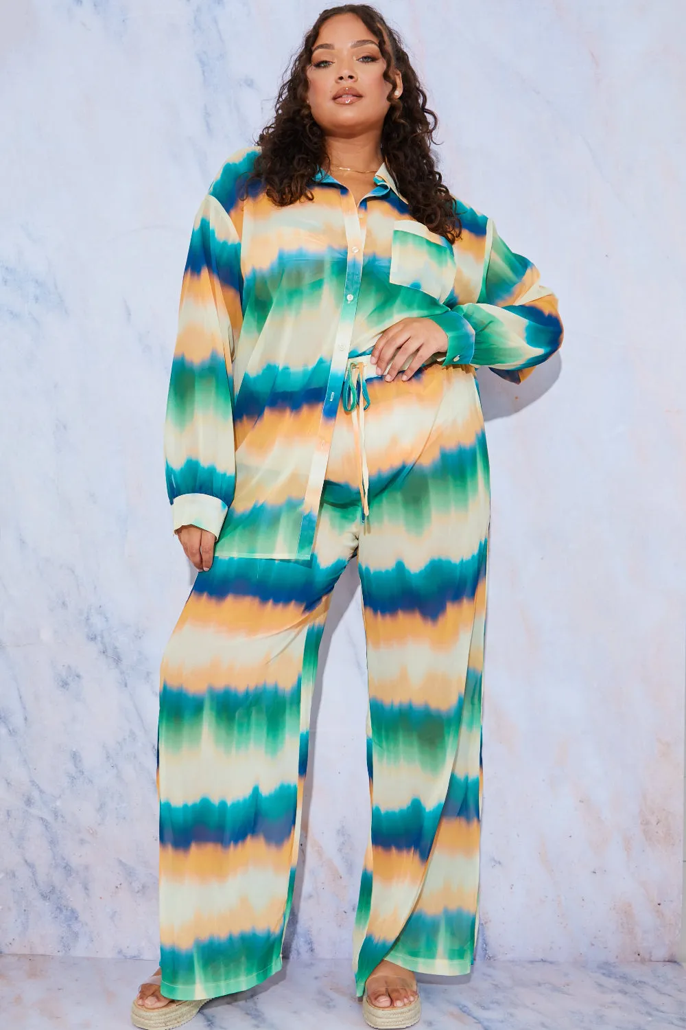 Ombre Wide Leg Elastic Waist Trousers sold by Chi Chi London product image thumbnail 4