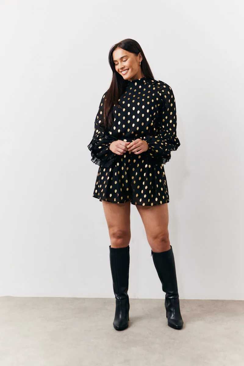 Black Foil Detail Chiffon Blouse sold by Chi Chi London product image thumbnail 2