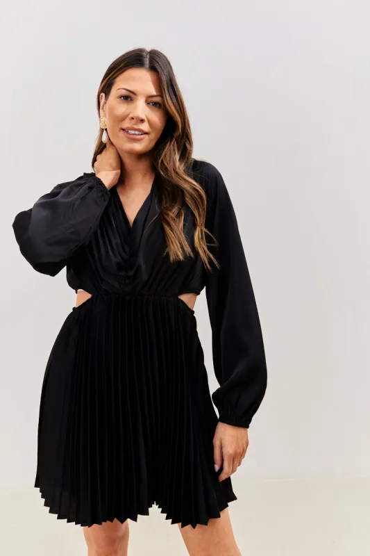 Satin Pleated Cut Out Detail Mini Dress made by In the style