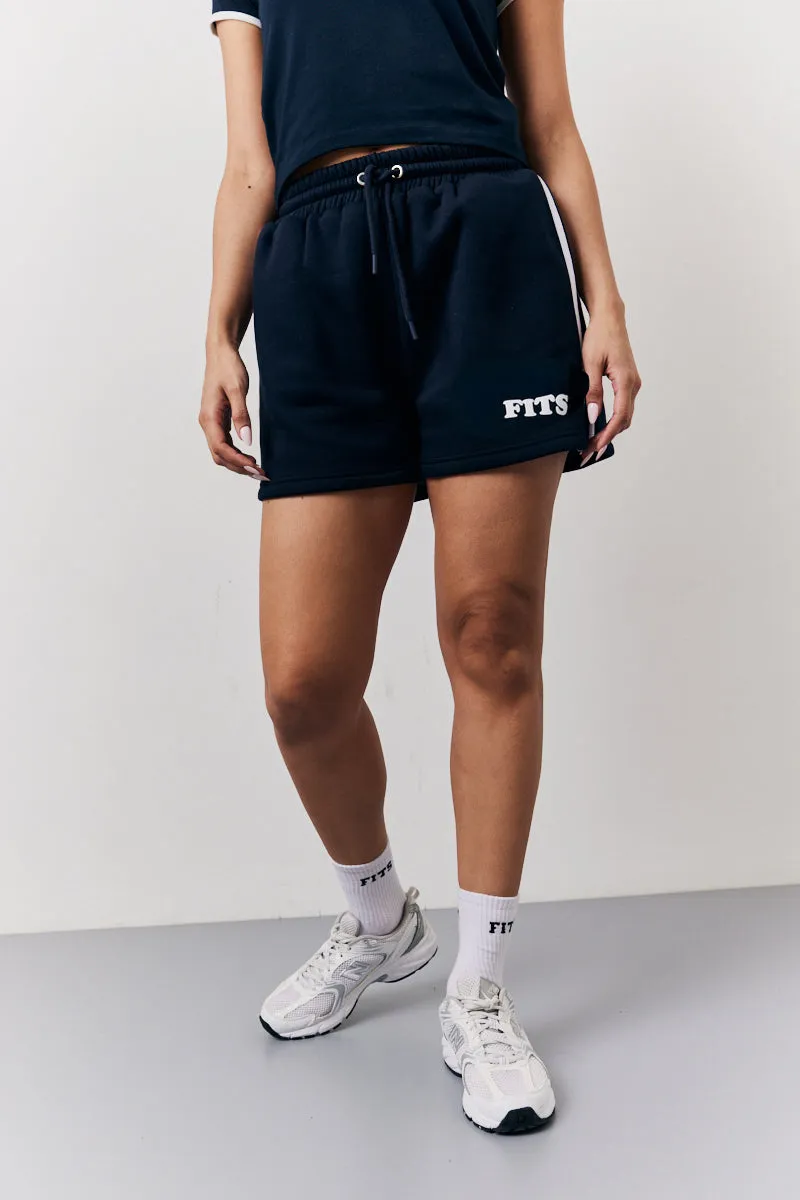 Navy 90's Fits Slogan Side Stripe Co-Ord Shorts sold by Chi Chi London product image thumbnail 3