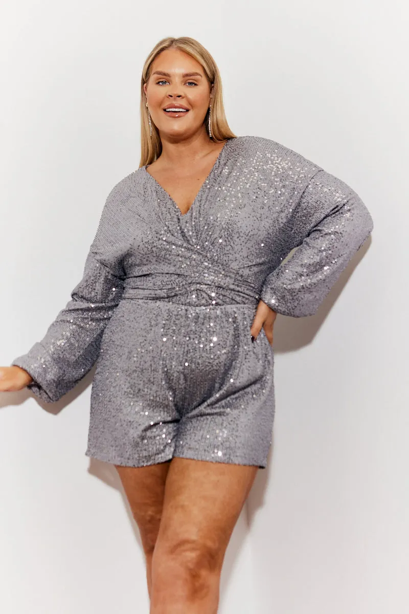 Sequin Multi Front Knot Playsuit sold by Chi Chi London product image thumbnail 5