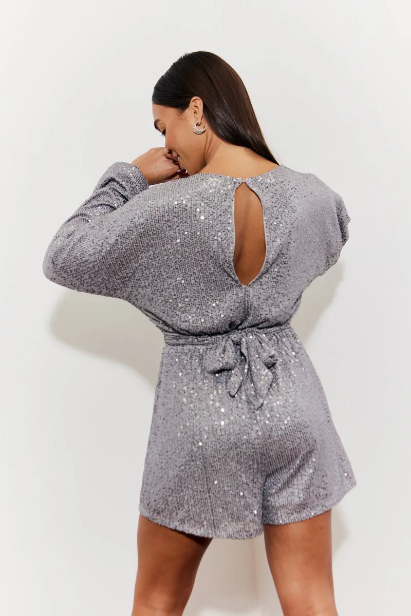 Sequin Multi Front Knot Playsuit sold by Chi Chi London product image thumbnail 3