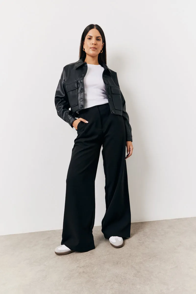 Black Tailored Wide Leg Trouser sold by Chi Chi London