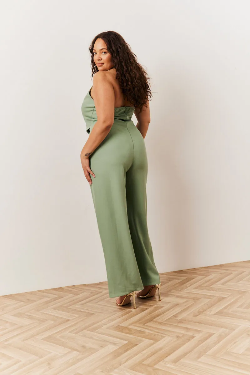 Sage Tailored Halterneck Waistcoat Wide Leg Jumpsuit sold by Chi Chi London product image thumbnail 3