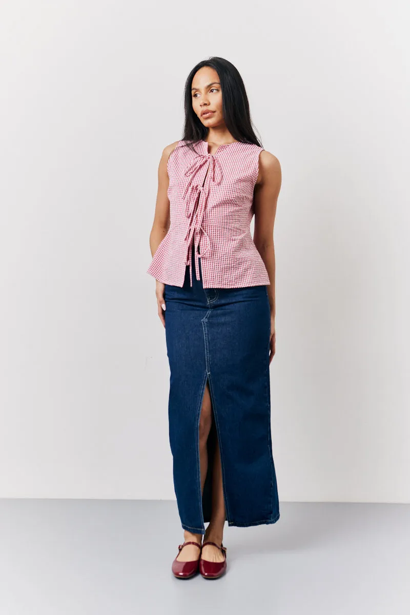 Denim Maxi Skirt sold by Chi Chi London