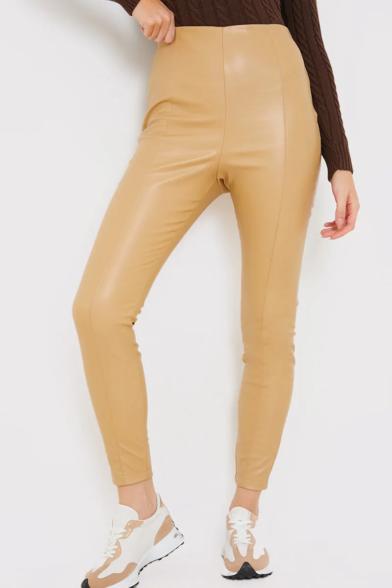 Leather Look Leggings With Elasticated Waist sold by Chi Chi London product image thumbnail 3