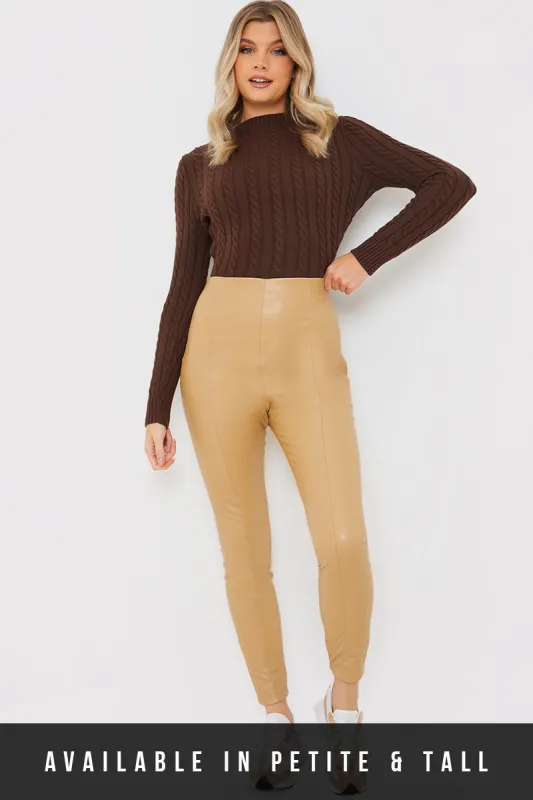 Leather Look Leggings With Elasticated Waist made by In the style