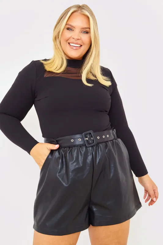 Leather Look Belted Shorts made by In the style
