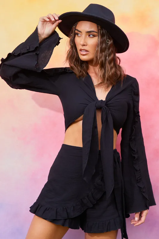 Textured Tie Front Coord Top made by In the style