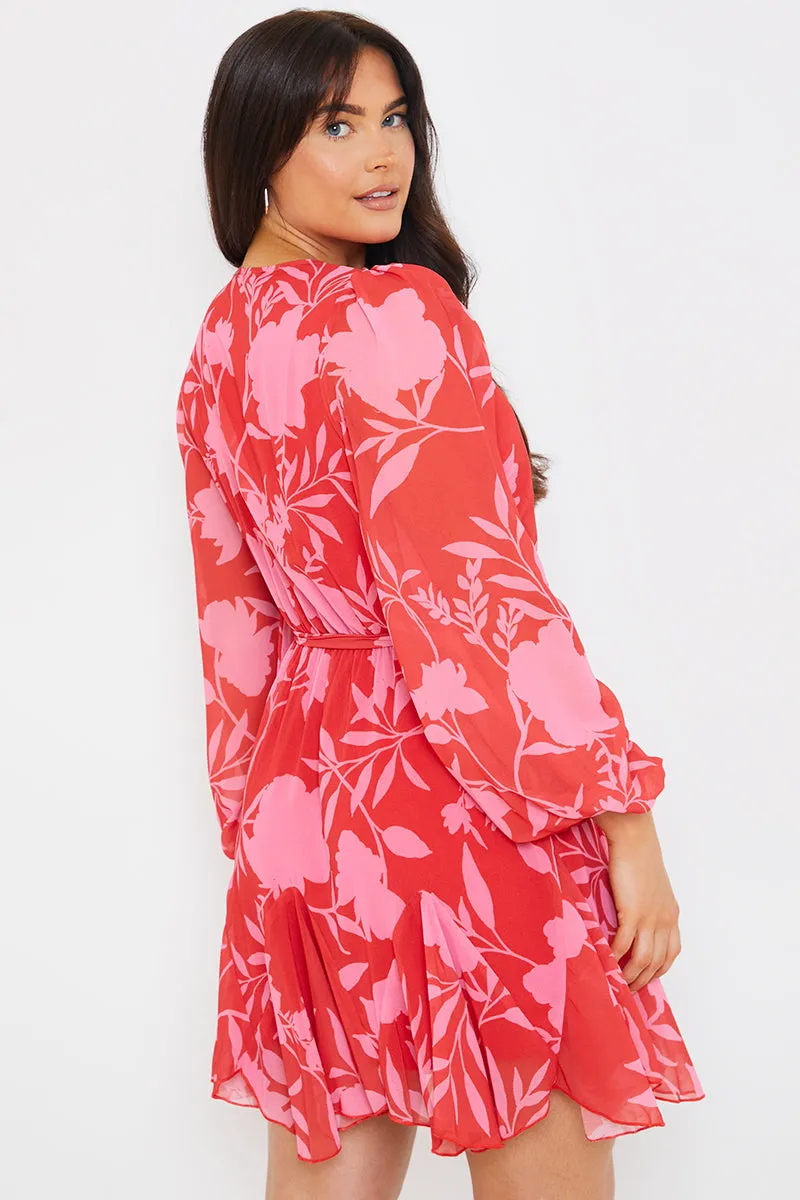 Floral Balloon Sleeve Godet Skater Mini Dress sold by Chi Chi London product image thumbnail 5