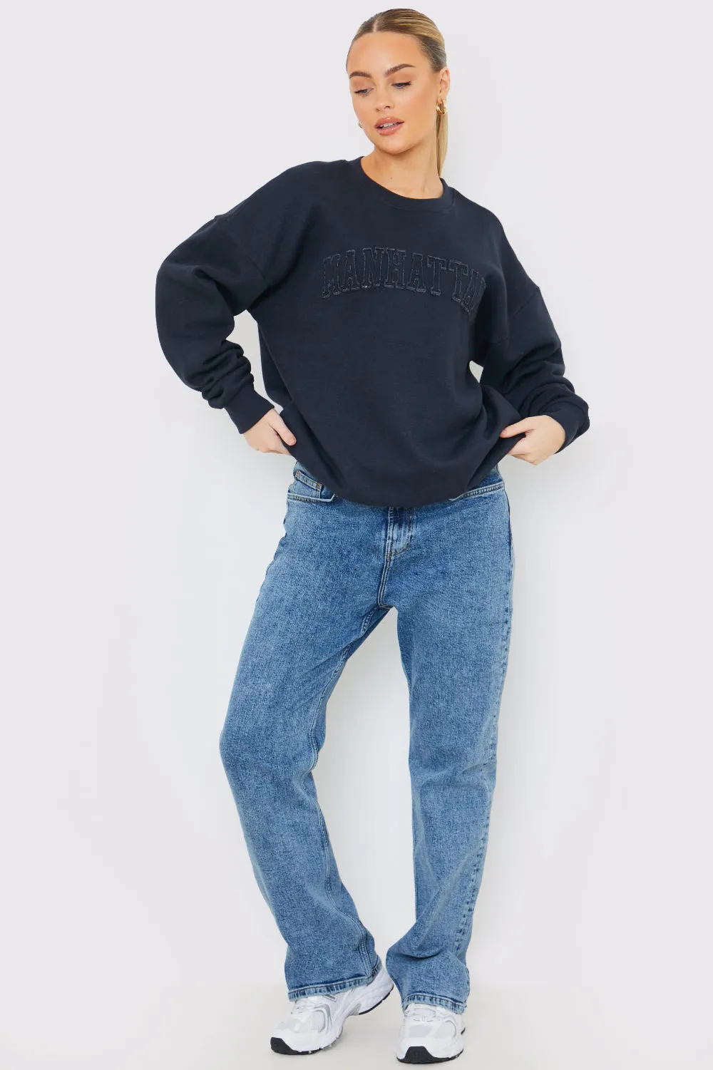 Embroidered Distressed Oversized Sweatshirt sold by Chi Chi London