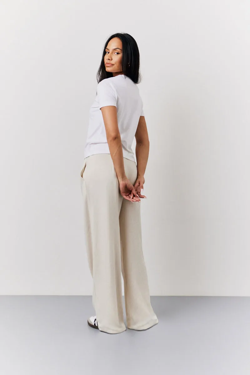 Stone Linen Blend Tailored Wide Leg Trouser sold by Chi Chi London product image thumbnail 3