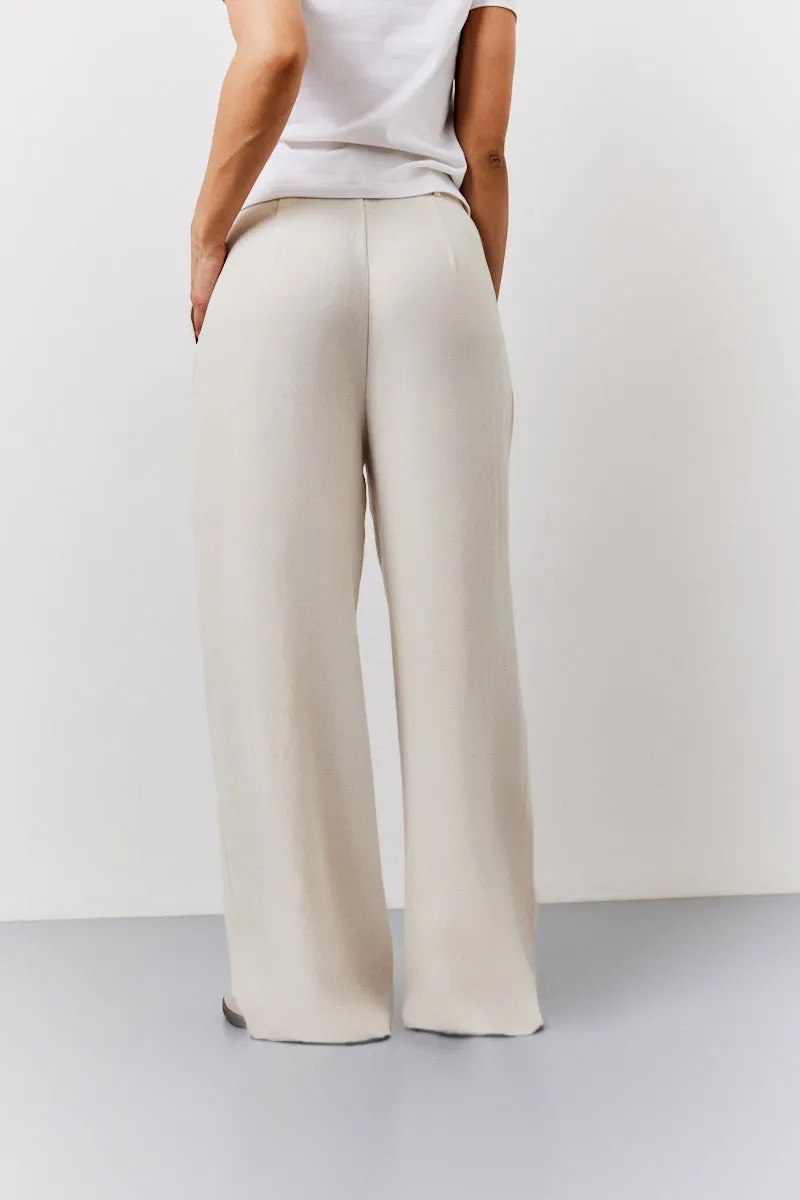 Stone Linen Blend Tailored Wide Leg Trouser sold by Chi Chi London product image thumbnail 4