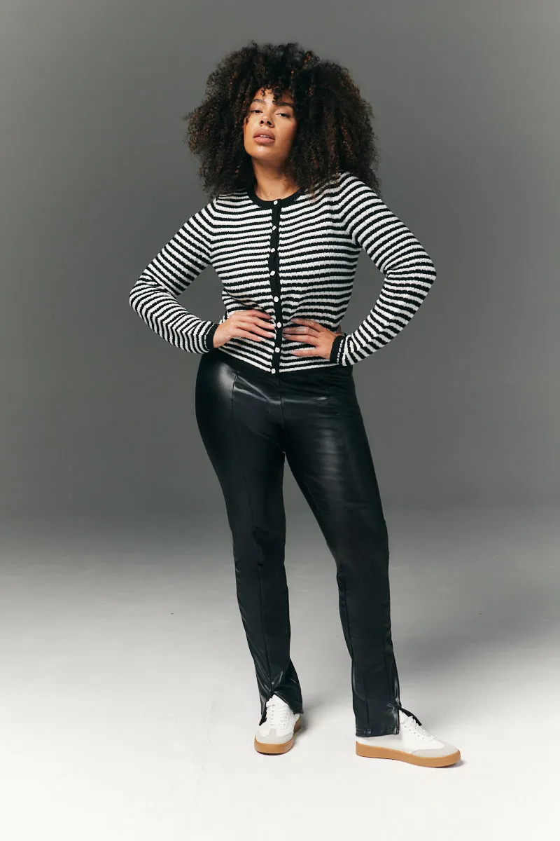 Perfect Sculpting High Waisted Leather Look Zip Front Legging sold by Chi Chi London product image thumbnail 5