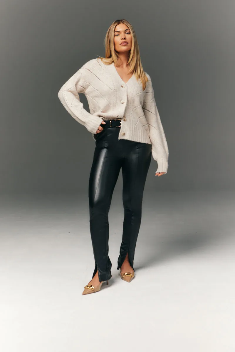 Perfect Sculpting High Waisted Leather Look Zip Front Legging sold by Chi Chi London