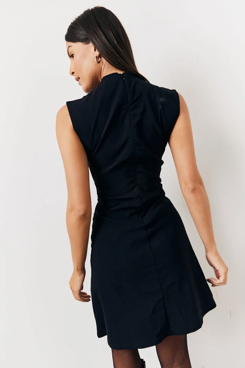 Black Structured Plunge Front Sleeveless Mini Dress sold by Chi Chi London product image thumbnail 3