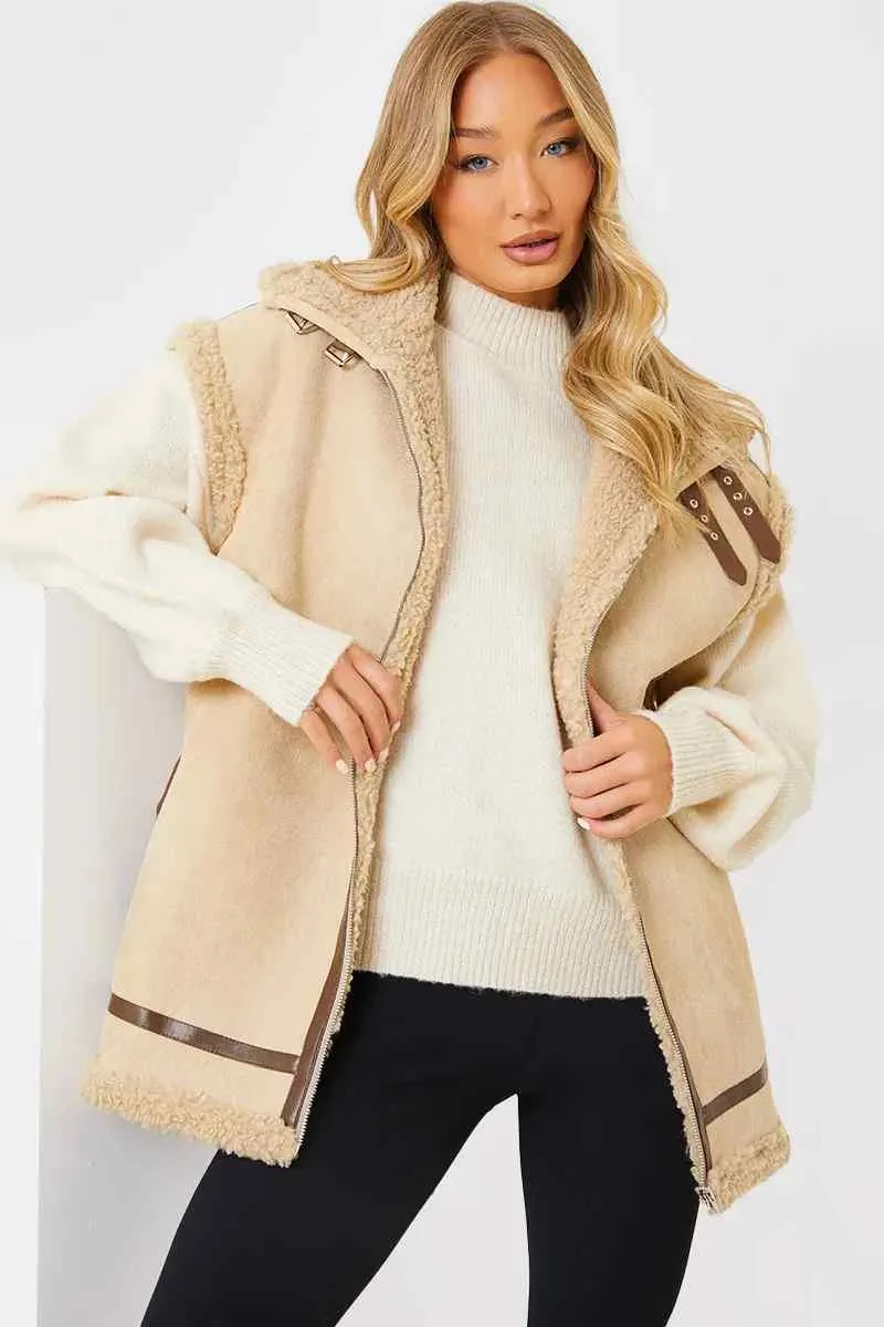 Shearling Sleeveless Aviator Gilet sold by Chi Chi London
