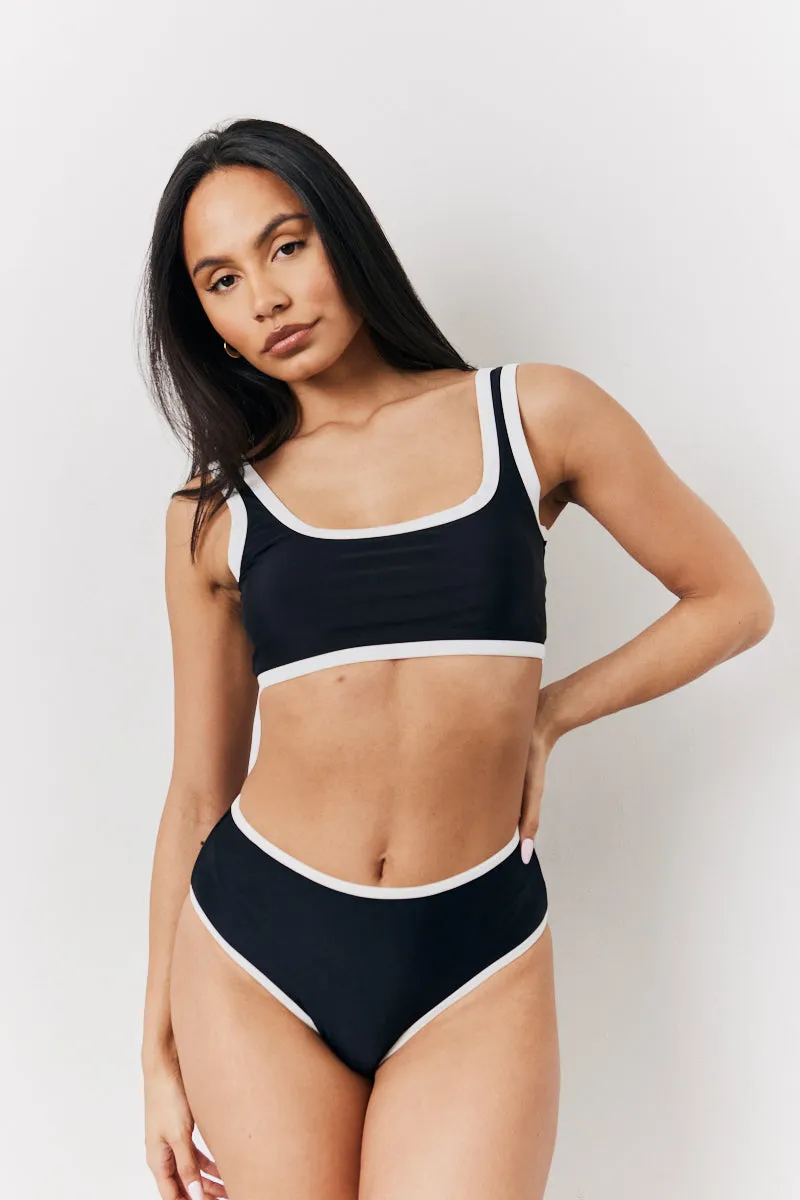 Black Scoop Neck Bikini Top sold by Chi Chi London