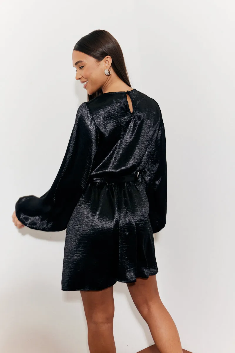 Satin Balloon Sleeve Belted Mini Dress sold by Chi Chi London product image thumbnail 3