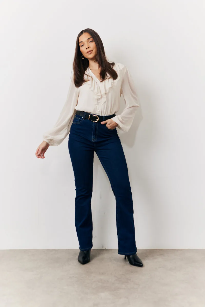 Cream Button Front Frill Bodysuit sold by Chi Chi London product image thumbnail 2