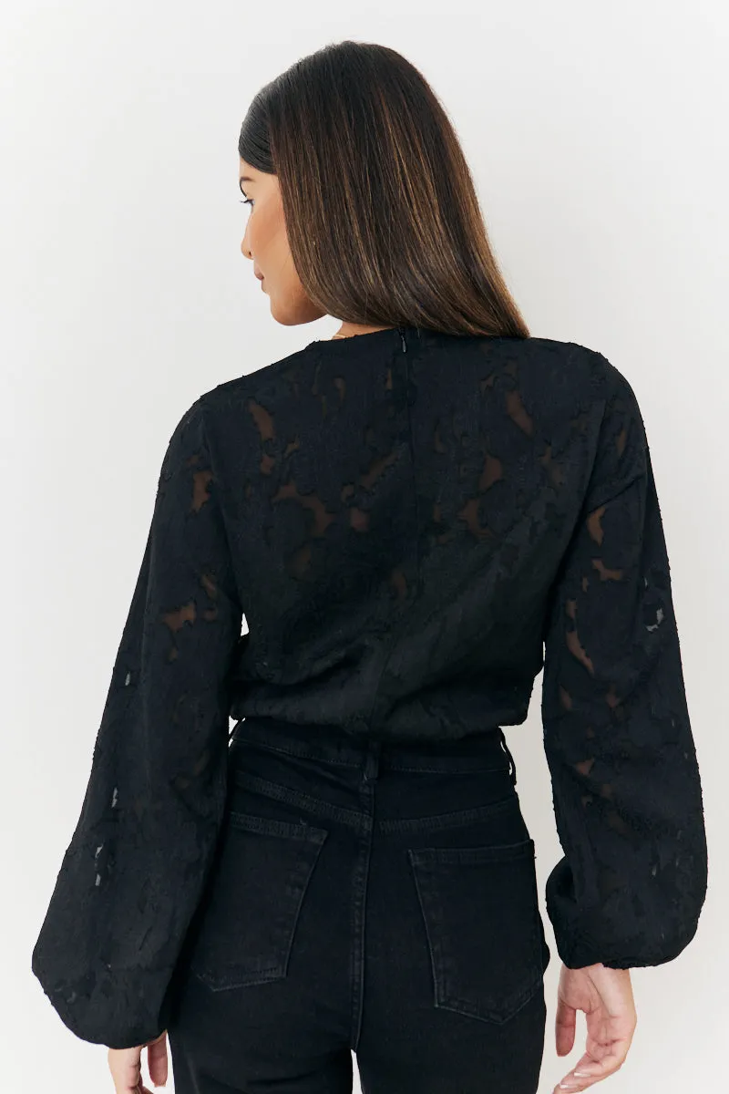 Jacquard Balloon Sleeve Bodysuit sold by Chi Chi London product image thumbnail 3