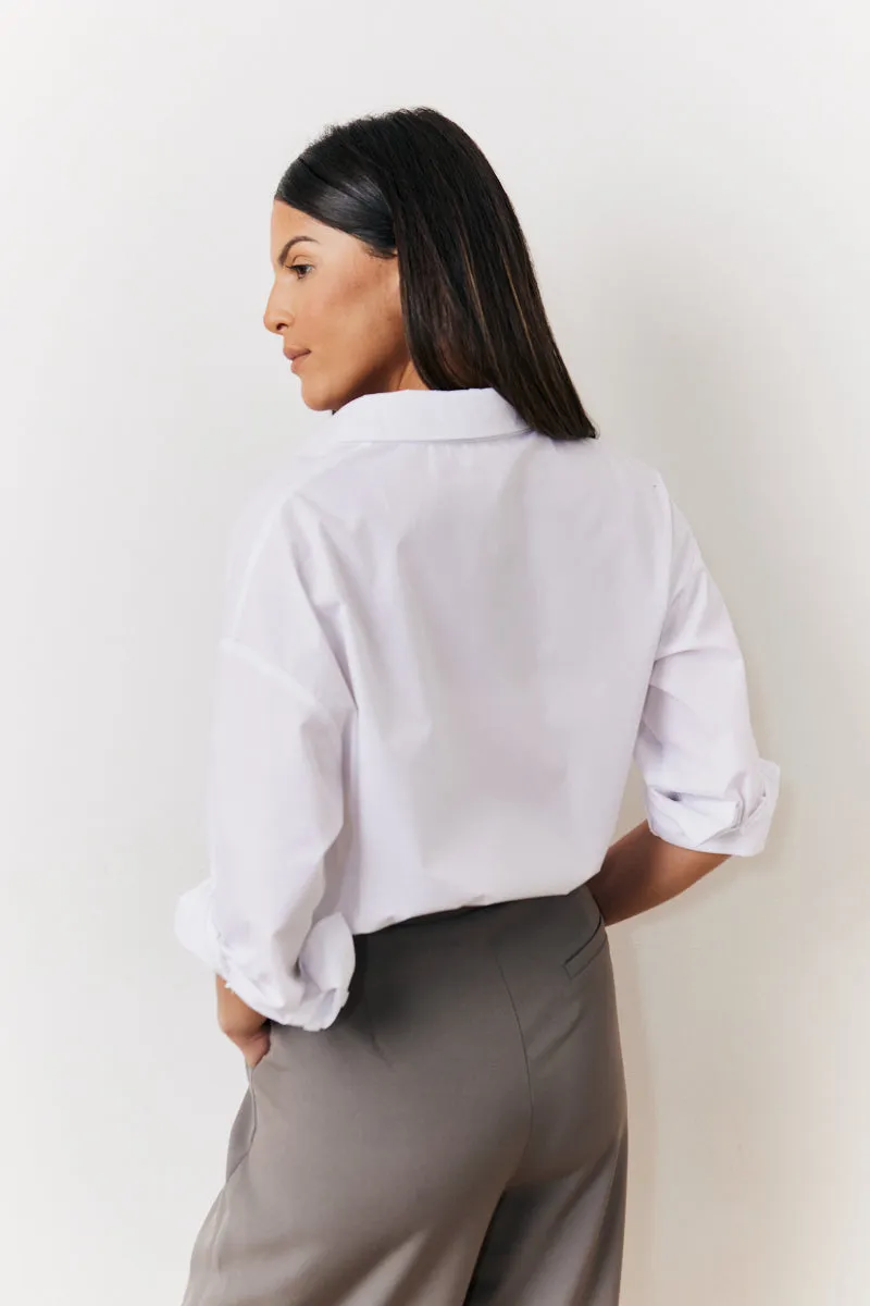 White Oversized Poplin Shirt sold by Chi Chi London product image thumbnail 3