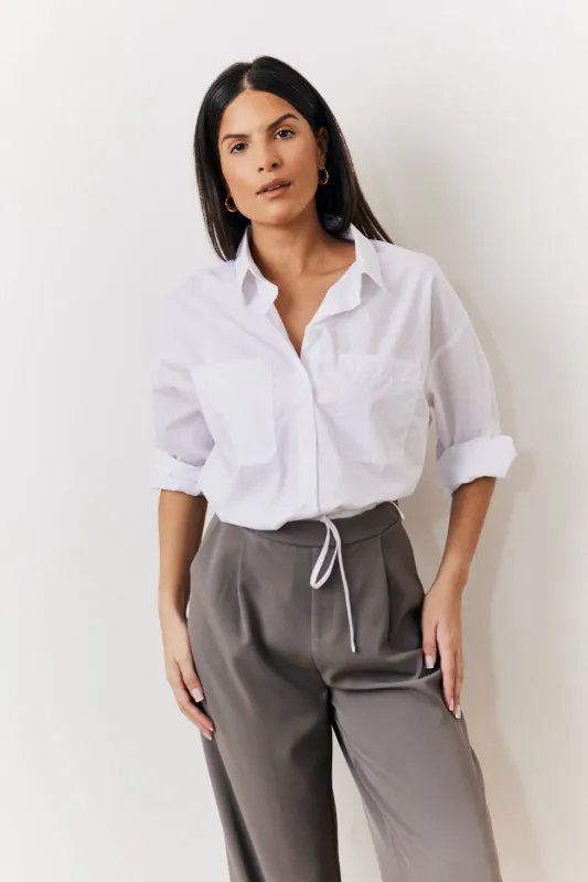 White Oversized Poplin Shirt made by In the style