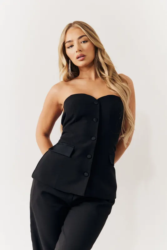 Black Bandeau Sweetheart Neckline Waistcoat made by In the style