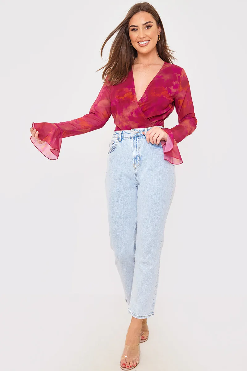 Wrap Front Flared Cuff Bodysuit sold by Chi Chi London product image thumbnail 2