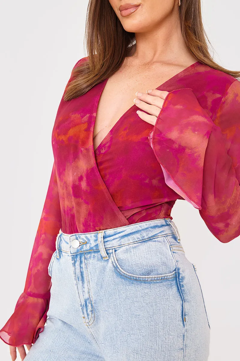 Wrap Front Flared Cuff Bodysuit sold by Chi Chi London product image thumbnail 3