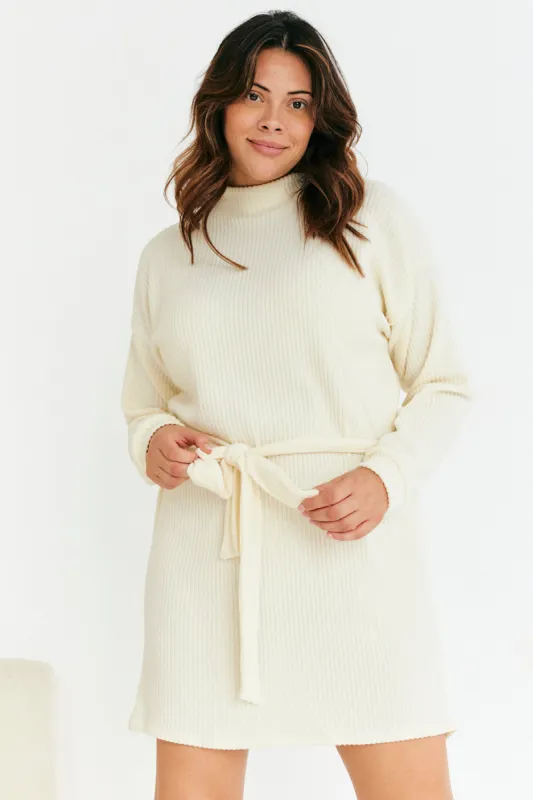 Brushed Rib Loose Belted Dress made by In the style