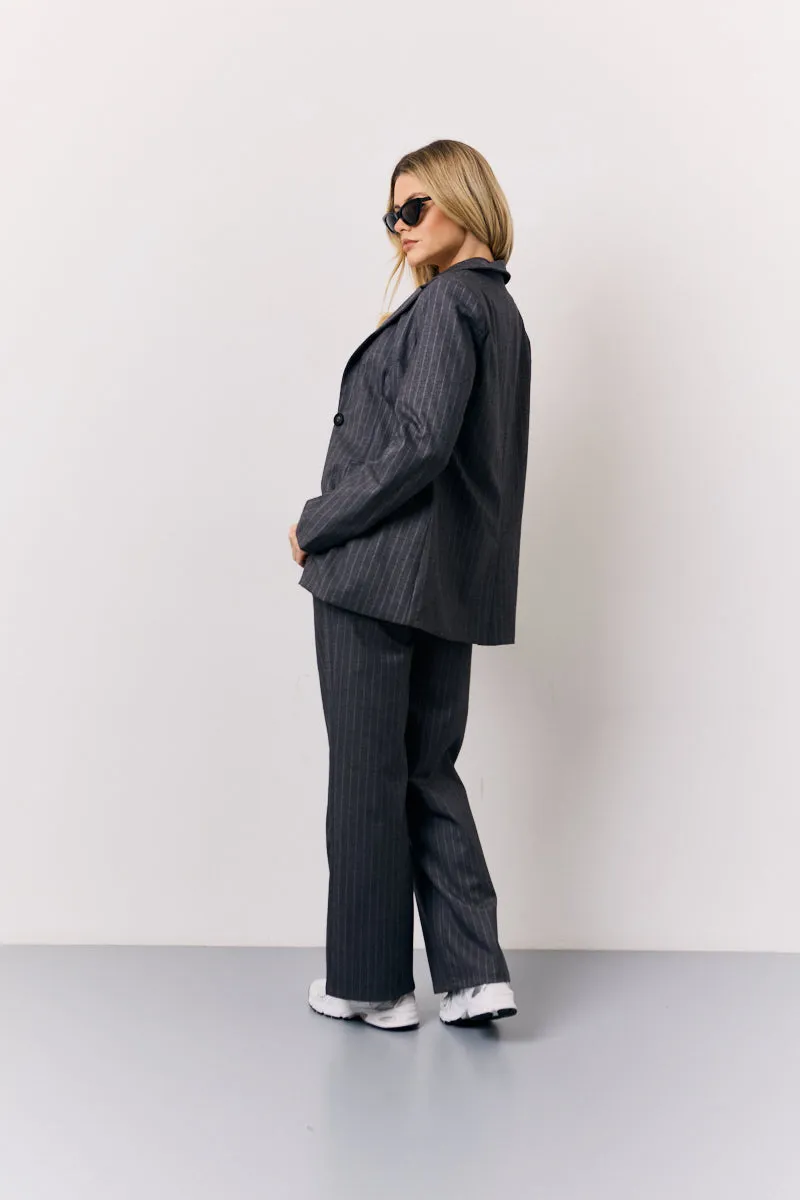Grey Pinstripe Wide Leg Tailored Trouser sold by Chi Chi London product image thumbnail 4