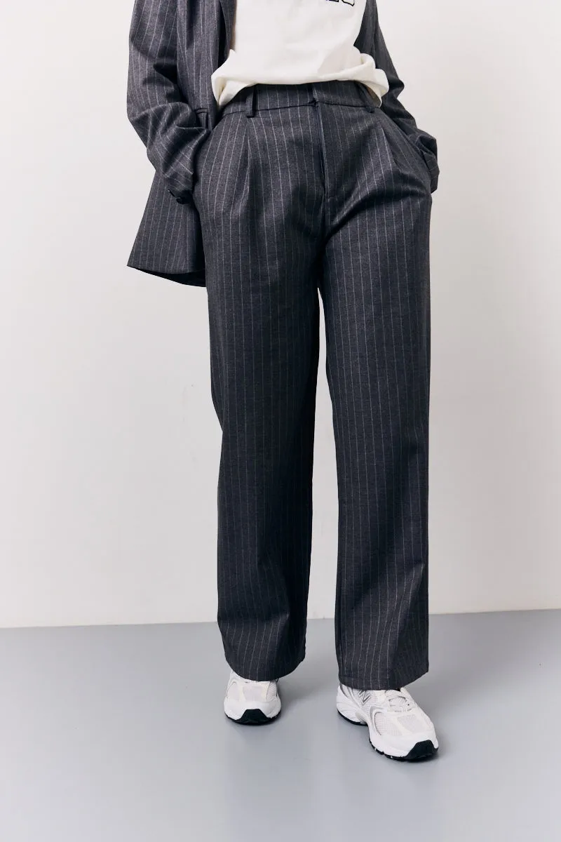 Grey Pinstripe Wide Leg Tailored Trouser sold by Chi Chi London product image thumbnail 2