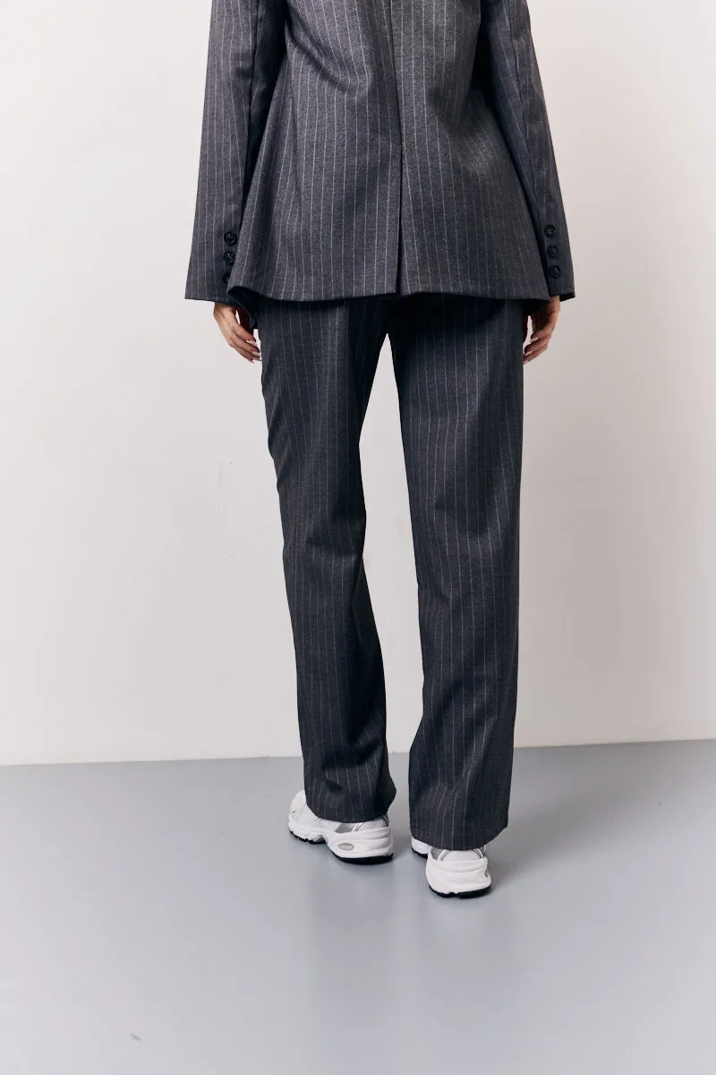 Grey Pinstripe Wide Leg Tailored Trouser sold by Chi Chi London product image thumbnail 3