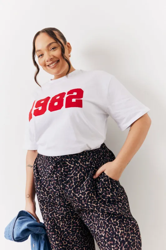 White 1982 Slogan T-Shirt made by In the style