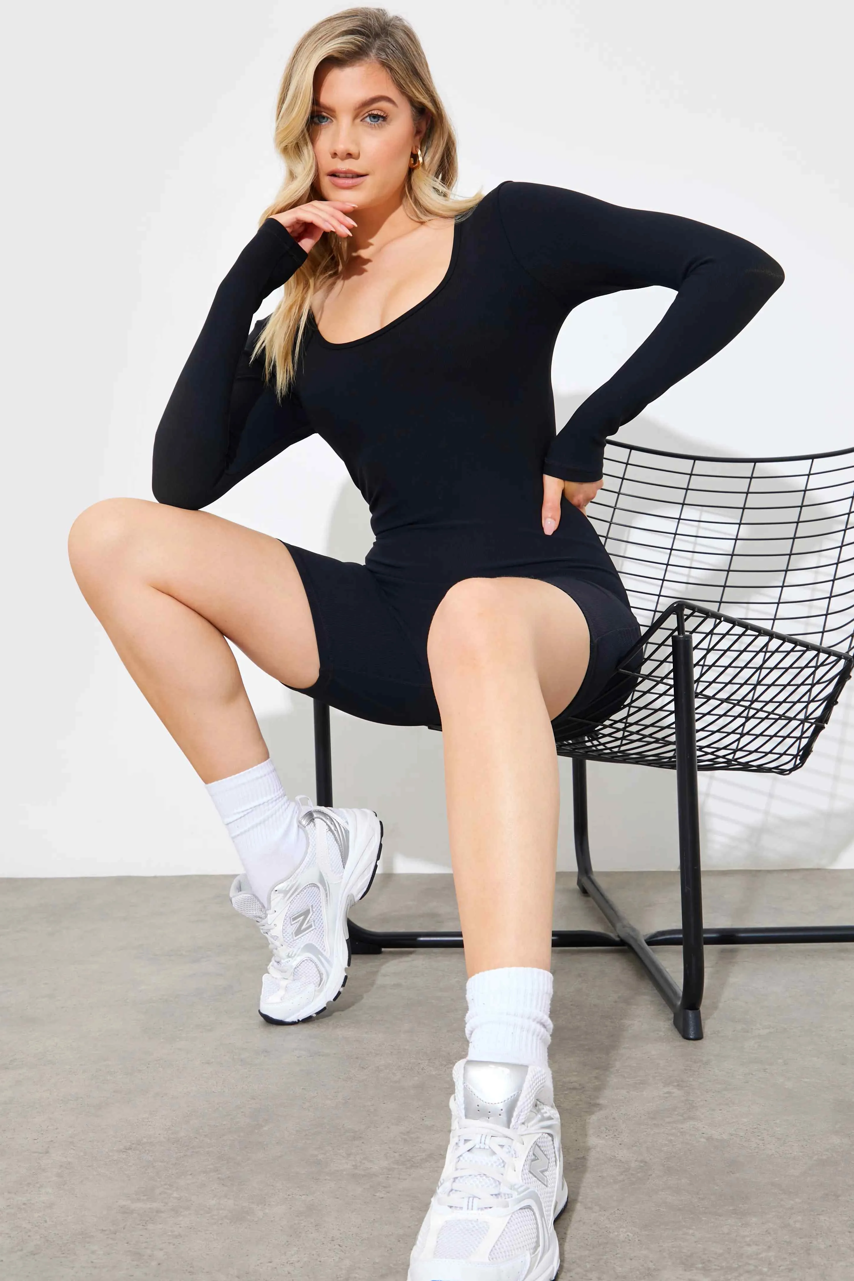 Built-In Bra Long Sleeve Sculpt and Control Short Unitard sold by Chi Chi London product image thumbnail 3