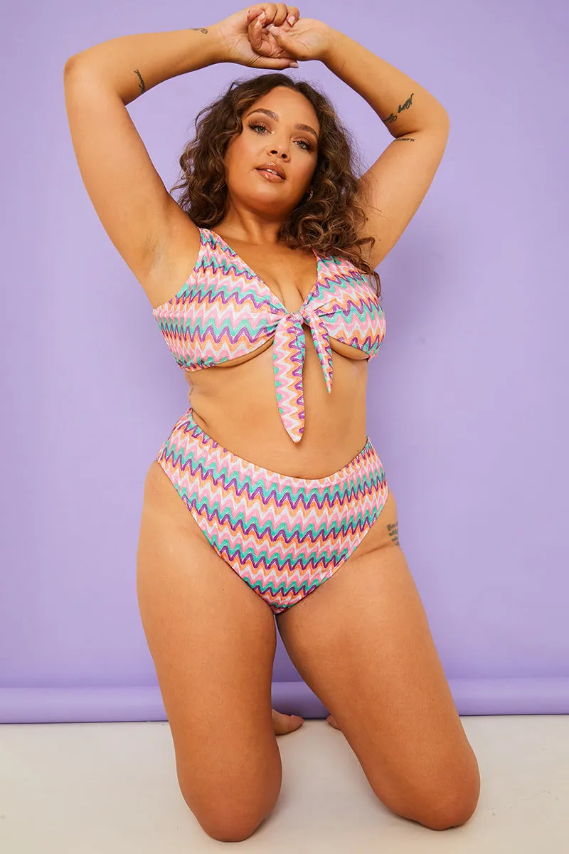Multi Zig Zag High Waisted Bikini Bottoms sold by Chi Chi London product image thumbnail 5