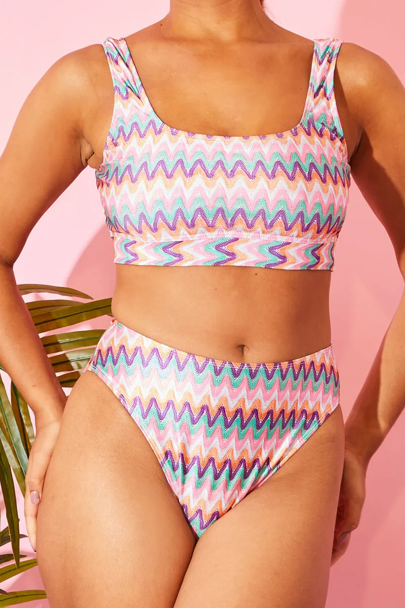 Multi Zig Zag High Waisted Bikini Bottoms sold by Chi Chi London product image thumbnail 3