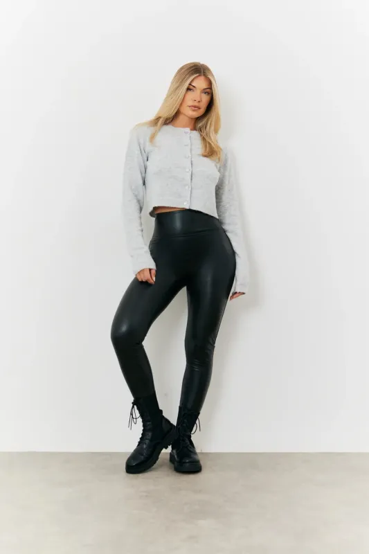 Perfect Sculpting High Waisted Leather Look Leggings made by In the style