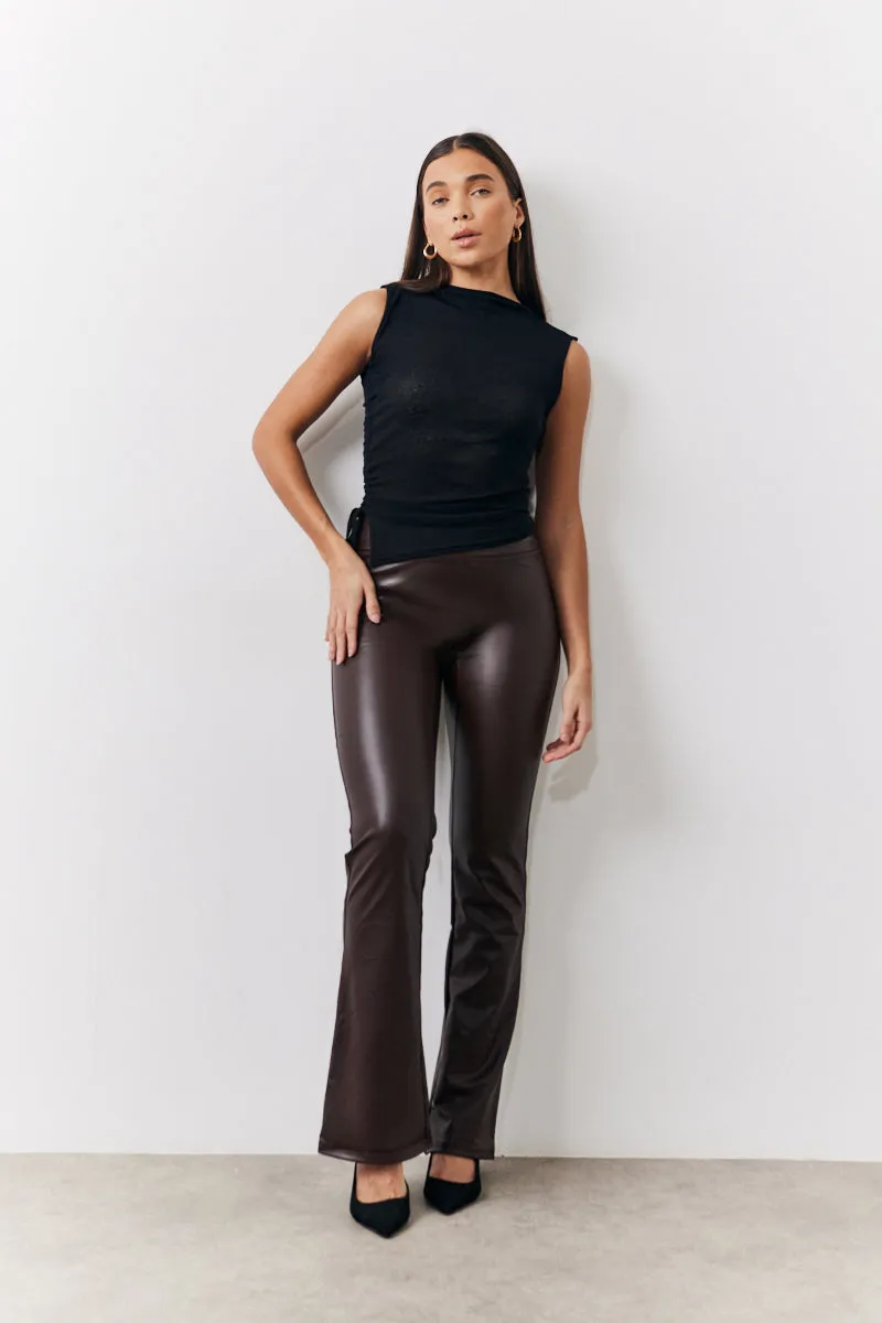 Perfect Sculpting High Waisted Leather Look Flare sold by Chi Chi London