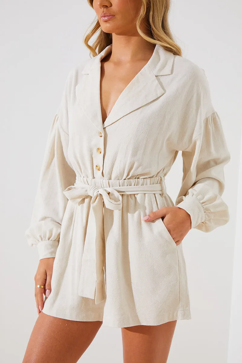 Linen Blend Belted Playsuit sold by Chi Chi London product image thumbnail 3